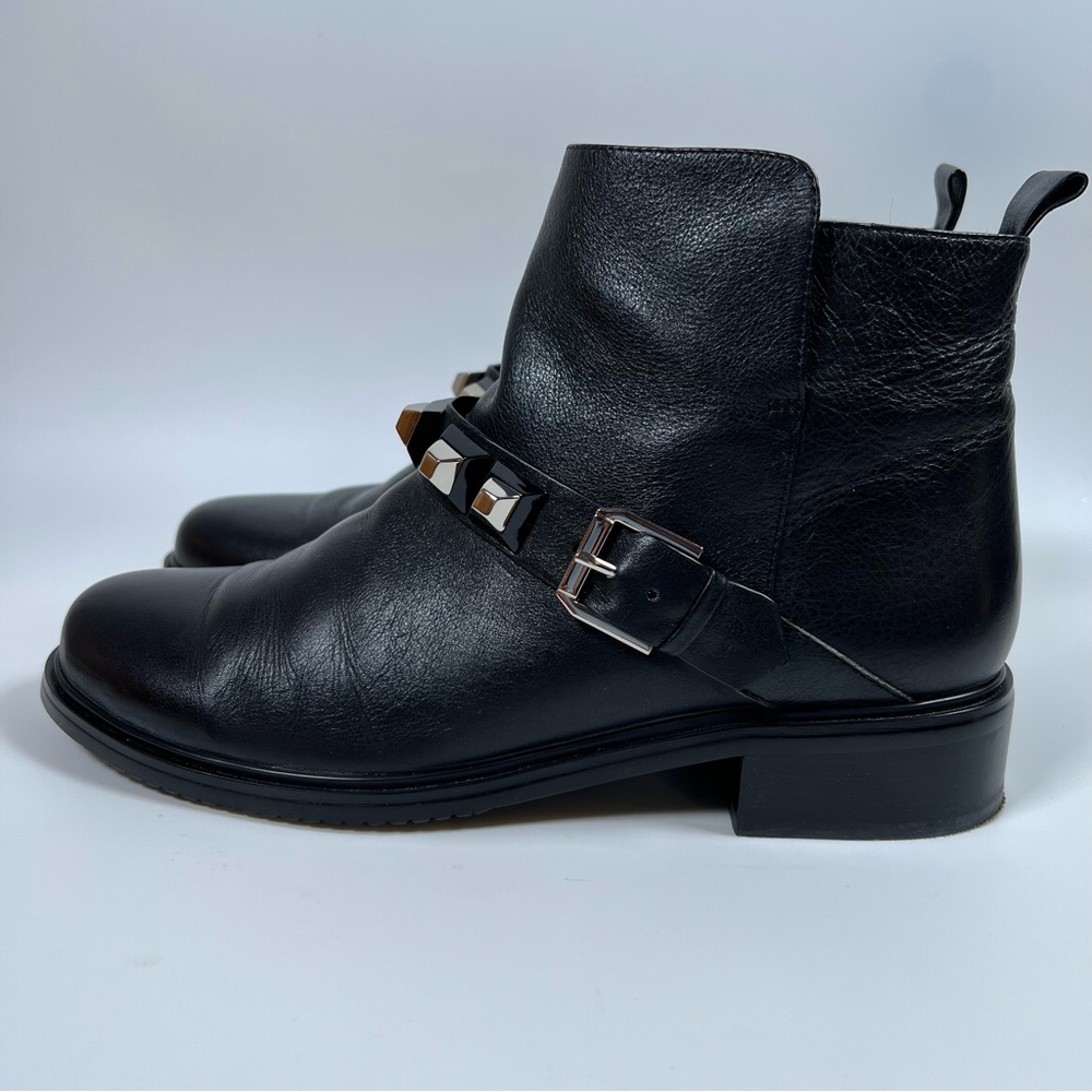 Balidoner Black Leather Studded & Ankle Buckle Black Leather Ankle Boots Size 38 - Picture 4 of 16